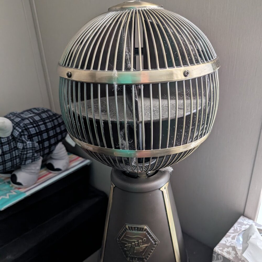 Fanimation Fargo Fan Desktop Table Bronze Round Ball 360 Globe Vintage Art Deco